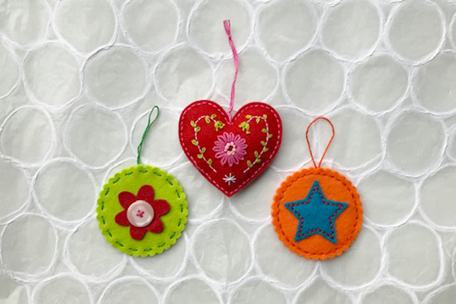 A handstitched felt ornament